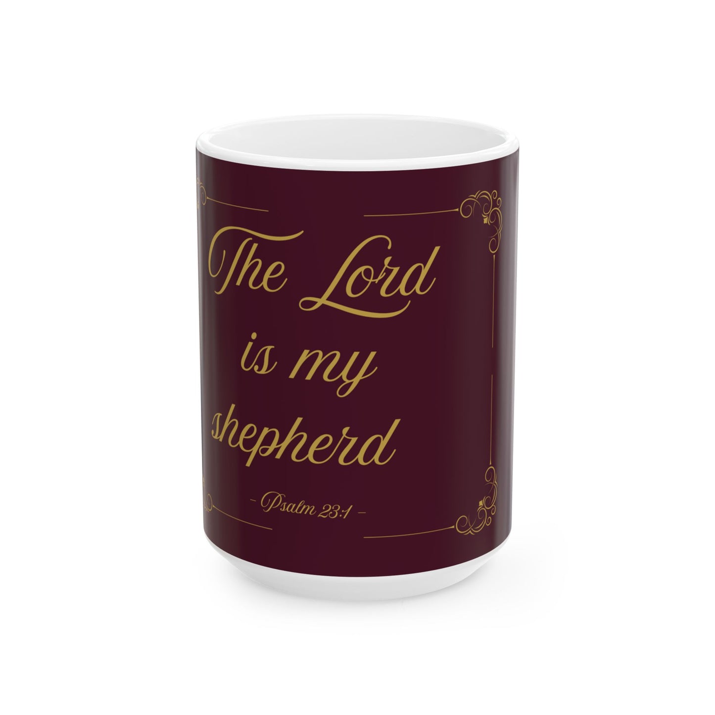 The Lord Is My Shepherd — Inspirational Scripture Mug (11oz/15oz) Burgundy