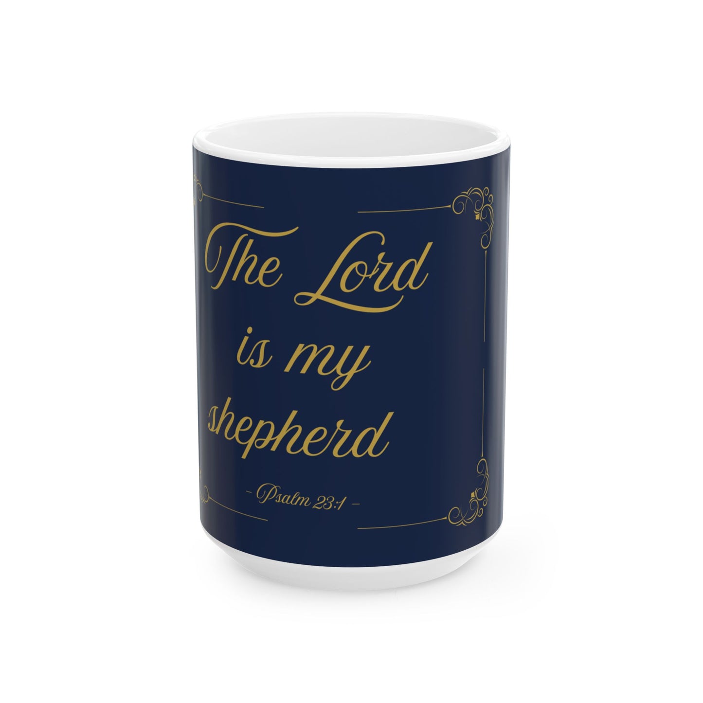 The Lord Is My Shepherd — Inspirational Scripture Mug (11oz/15oz) Navy