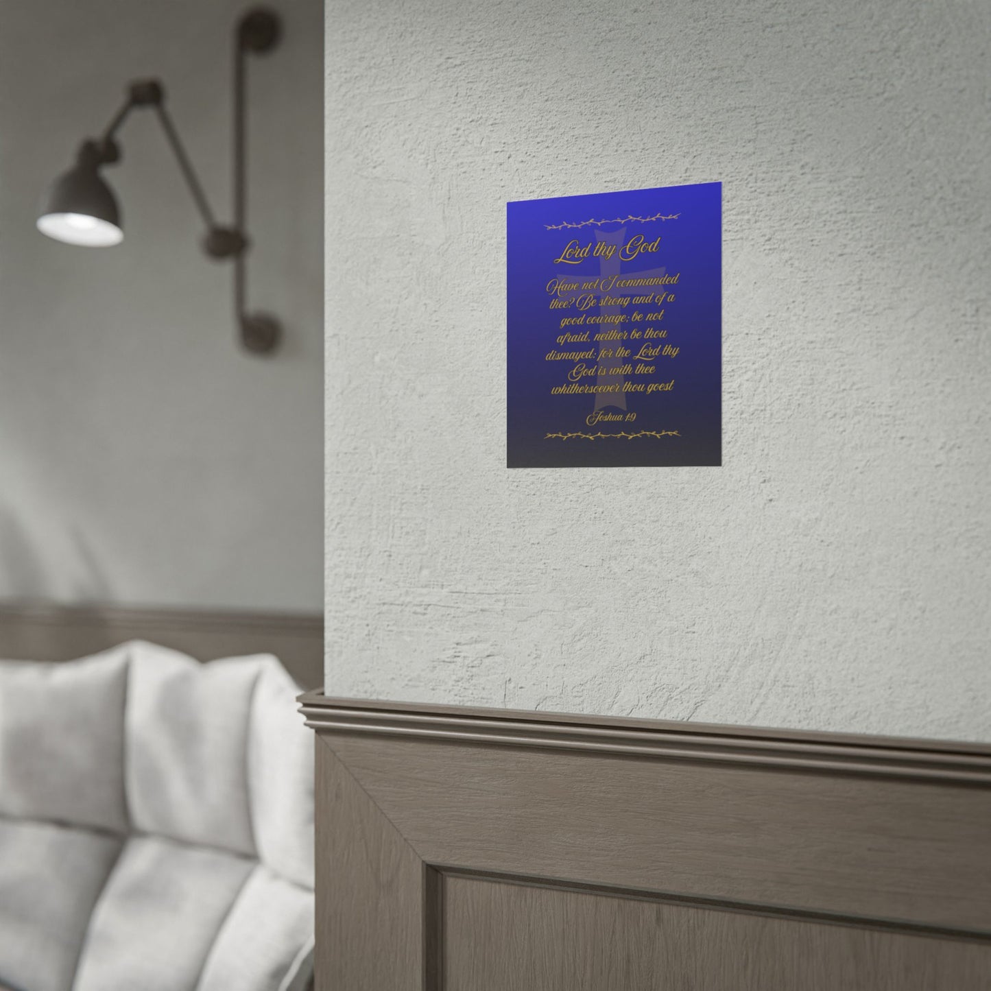 Lord thy God — Joshua 1:9 Scripture Wall Art Heavenly Blue