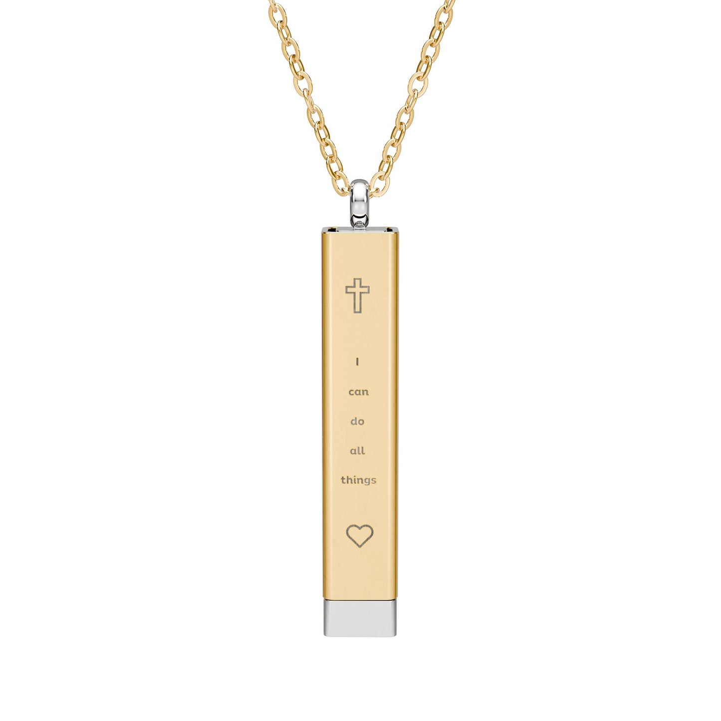 "I Can Do All Things" — Hidden Message Sliding Bar Necklace | Faith Scripture Jewelry | Philippians 4:13