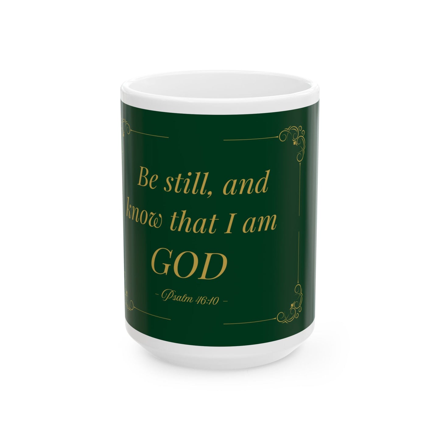 Be Still and Know — Inspirational Scripture Mug (11oz/15oz) Navy | Playfair Display