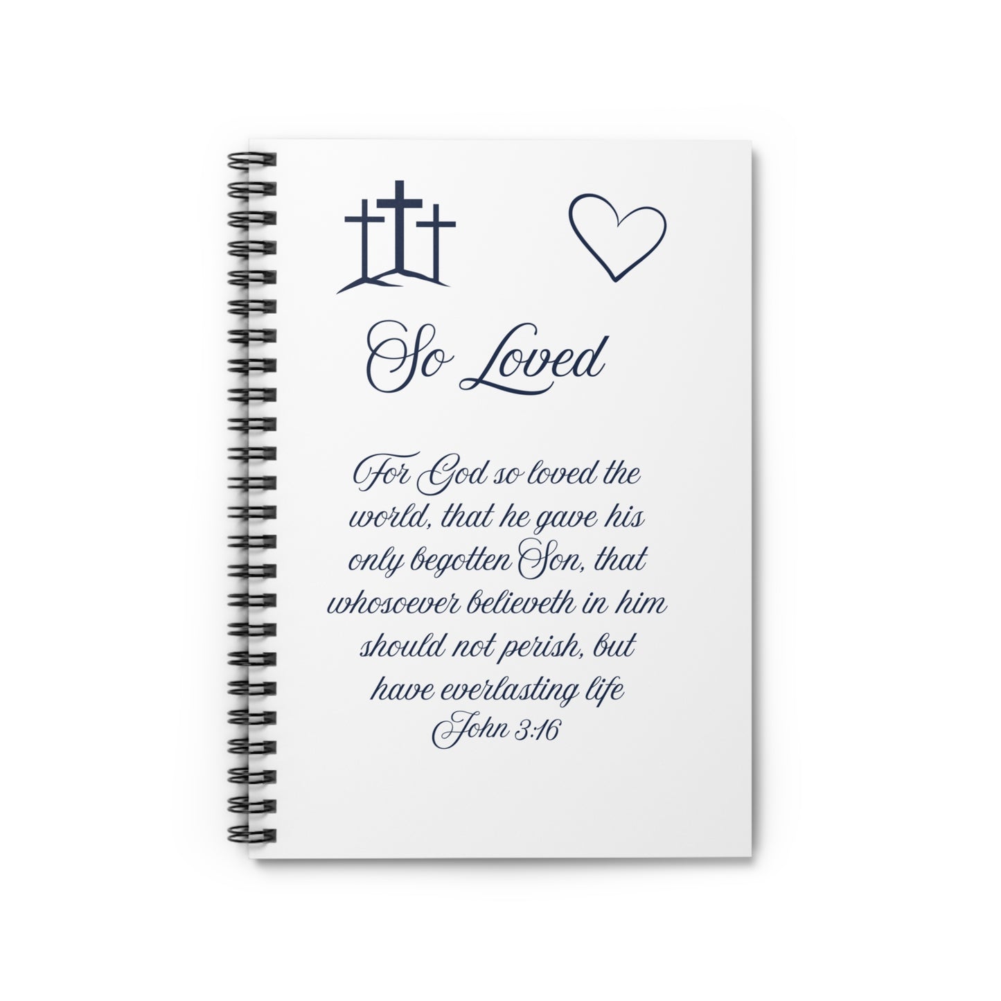 So Loved — John 3:16 Scripture Spiral Notebook | Faith Journal Navy