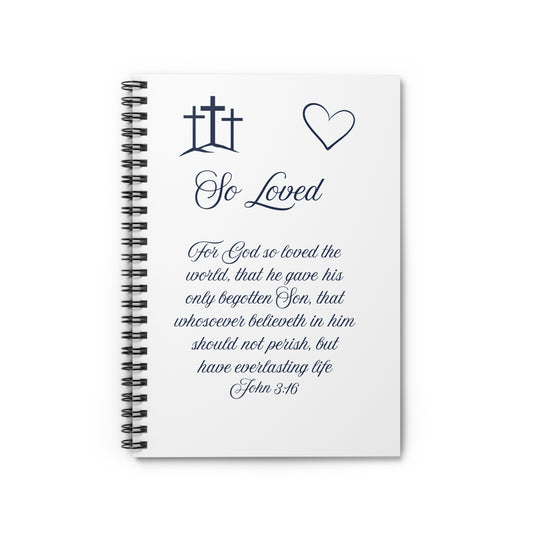 So Loved — John 3:16 Scripture Spiral Notebook | Faith Journal Navy
