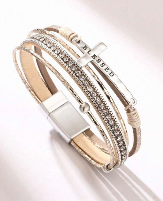 Blessed Ivory Leather Multi-Strand Bracelet