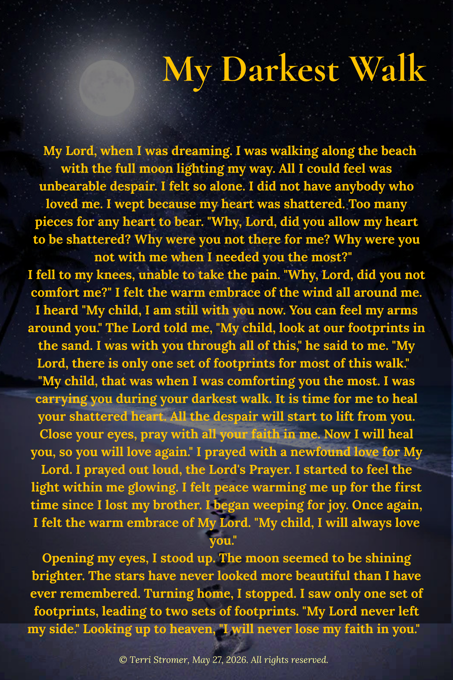 Canvas Wall Art — "My Darkest Walk" Poem Print