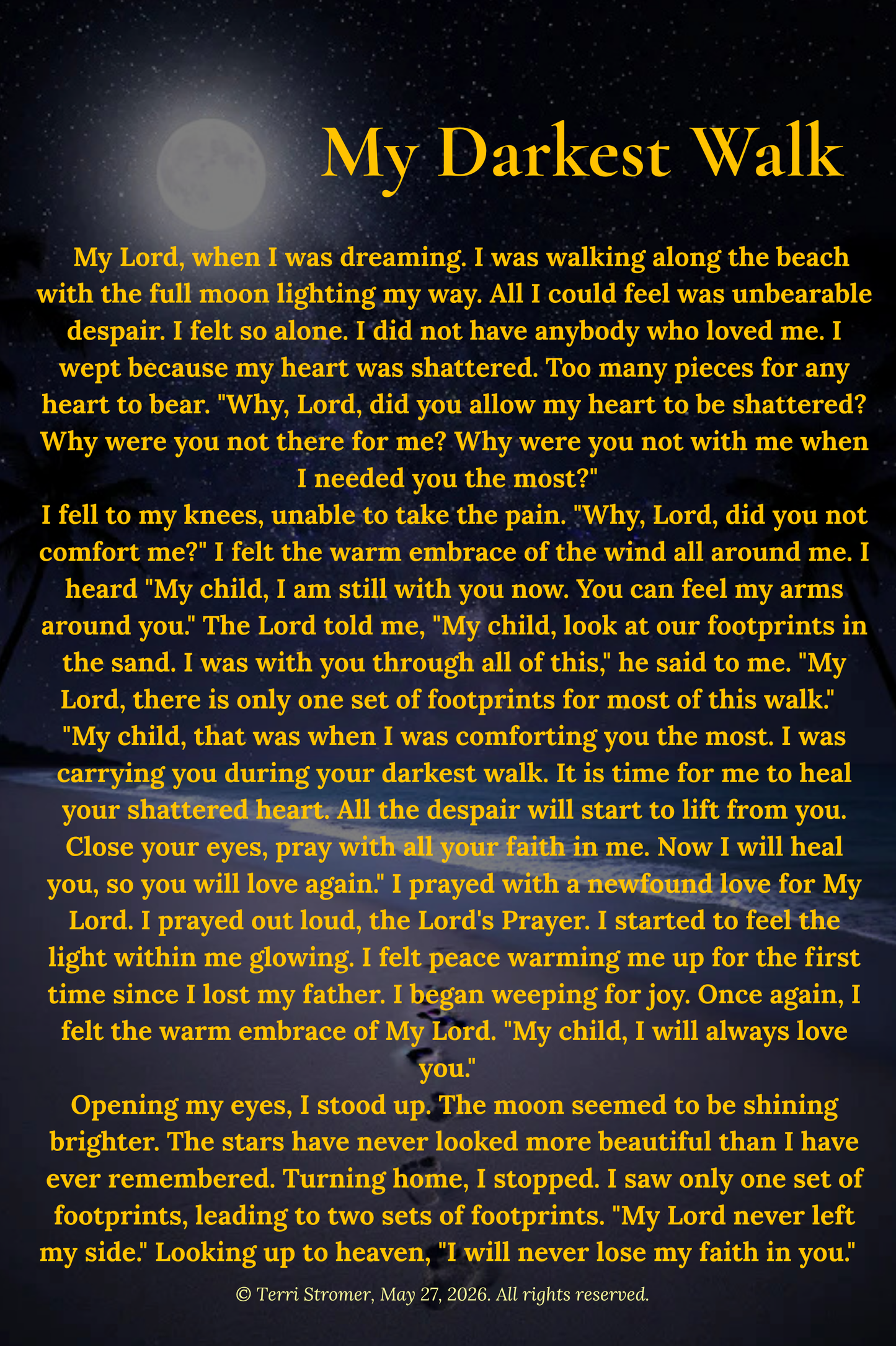 Canvas Wall Art — "My Darkest Walk" Poem Print