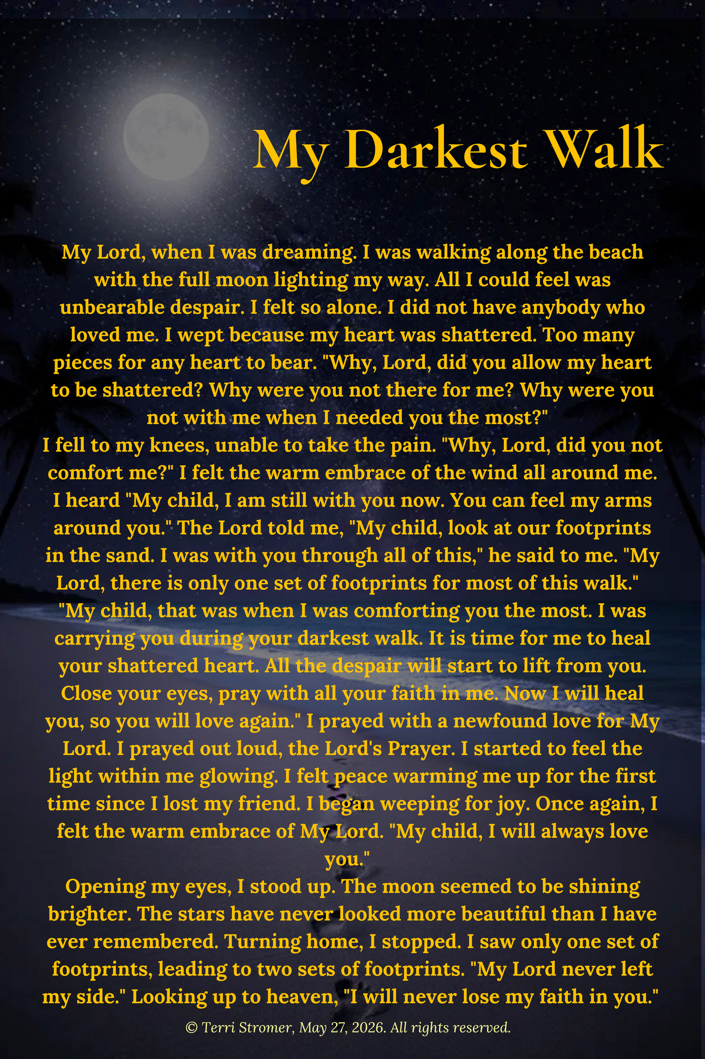 Canvas Wall Art — "My Darkest Walk" Poem Print