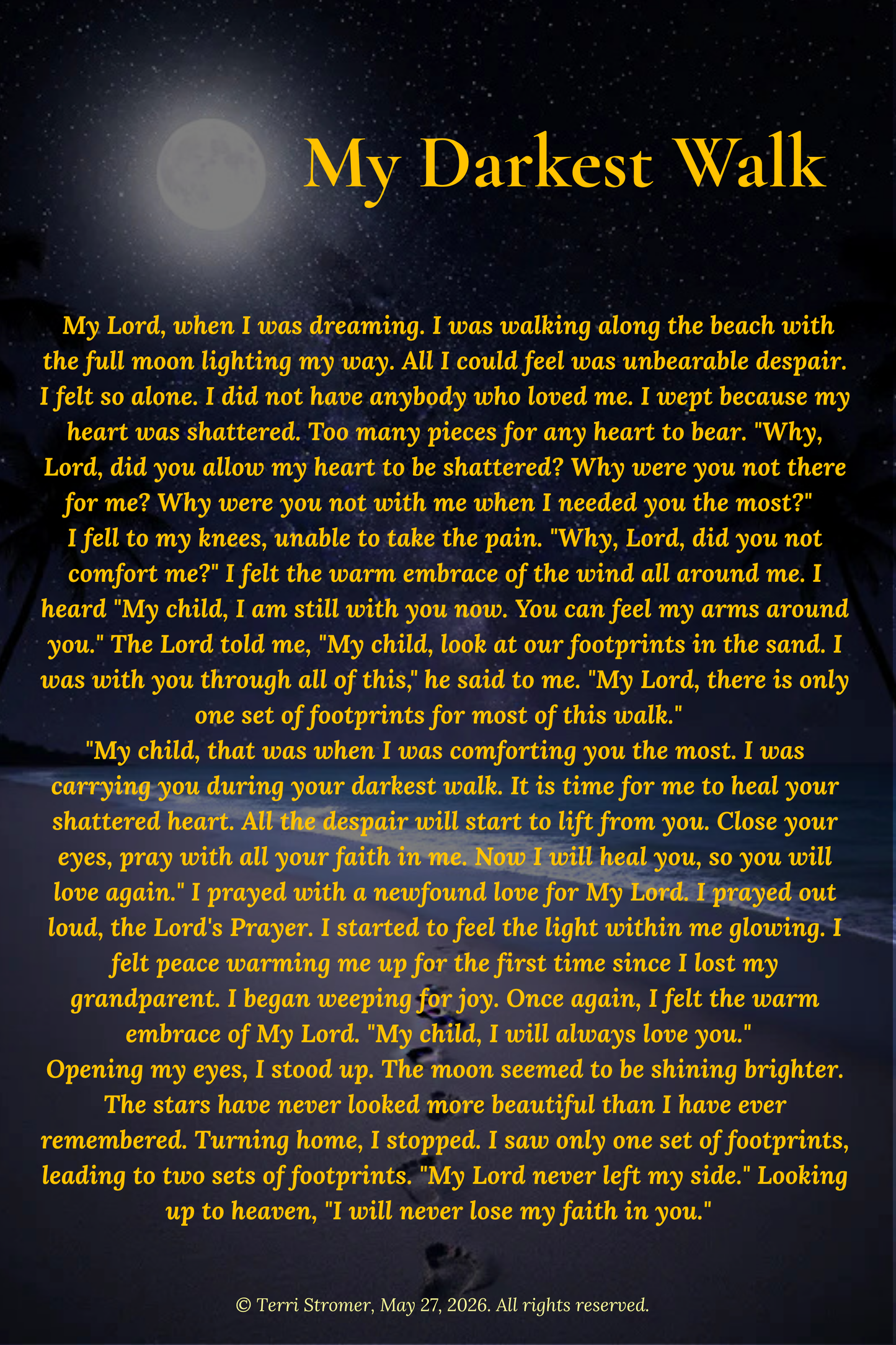 Canvas Wall Art — "My Darkest Walk" Poem Print