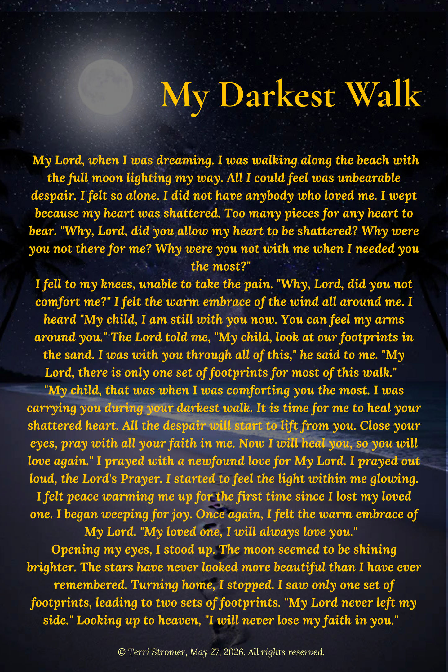 Canvas Wall Art — "My Darkest Walk" Poem Print
