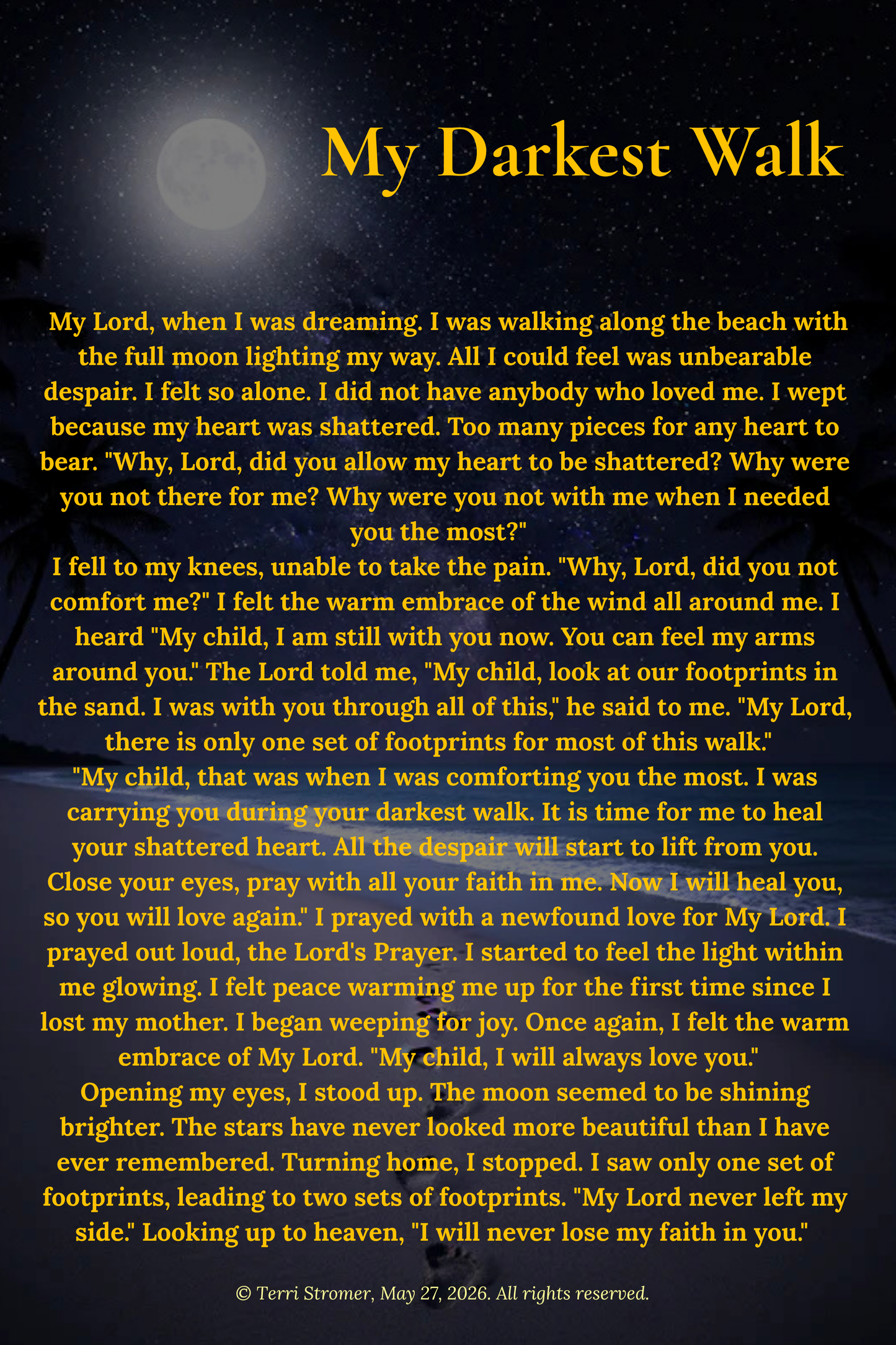 Canvas Wall Art — "My Darkest Walk" Poem Print