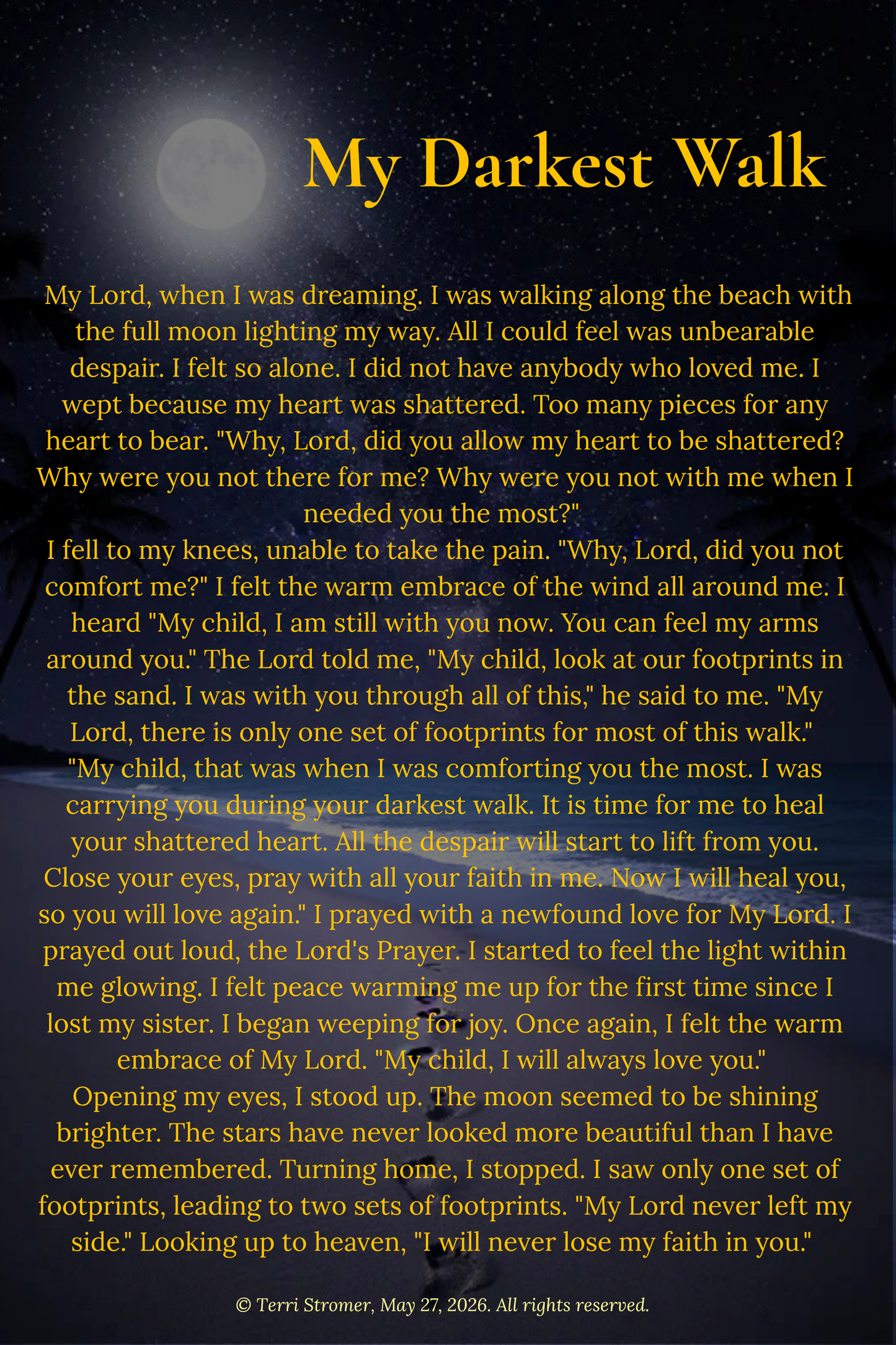 Canvas Wall Art — "My Darkest Walk" Poem Print