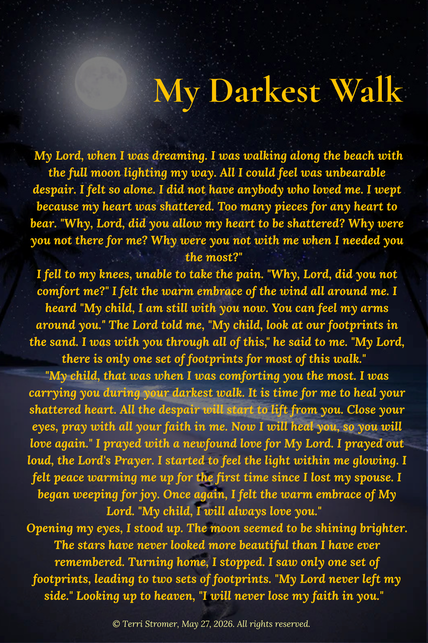 Canvas Wall Art — "My Darkest Walk" Poem Print