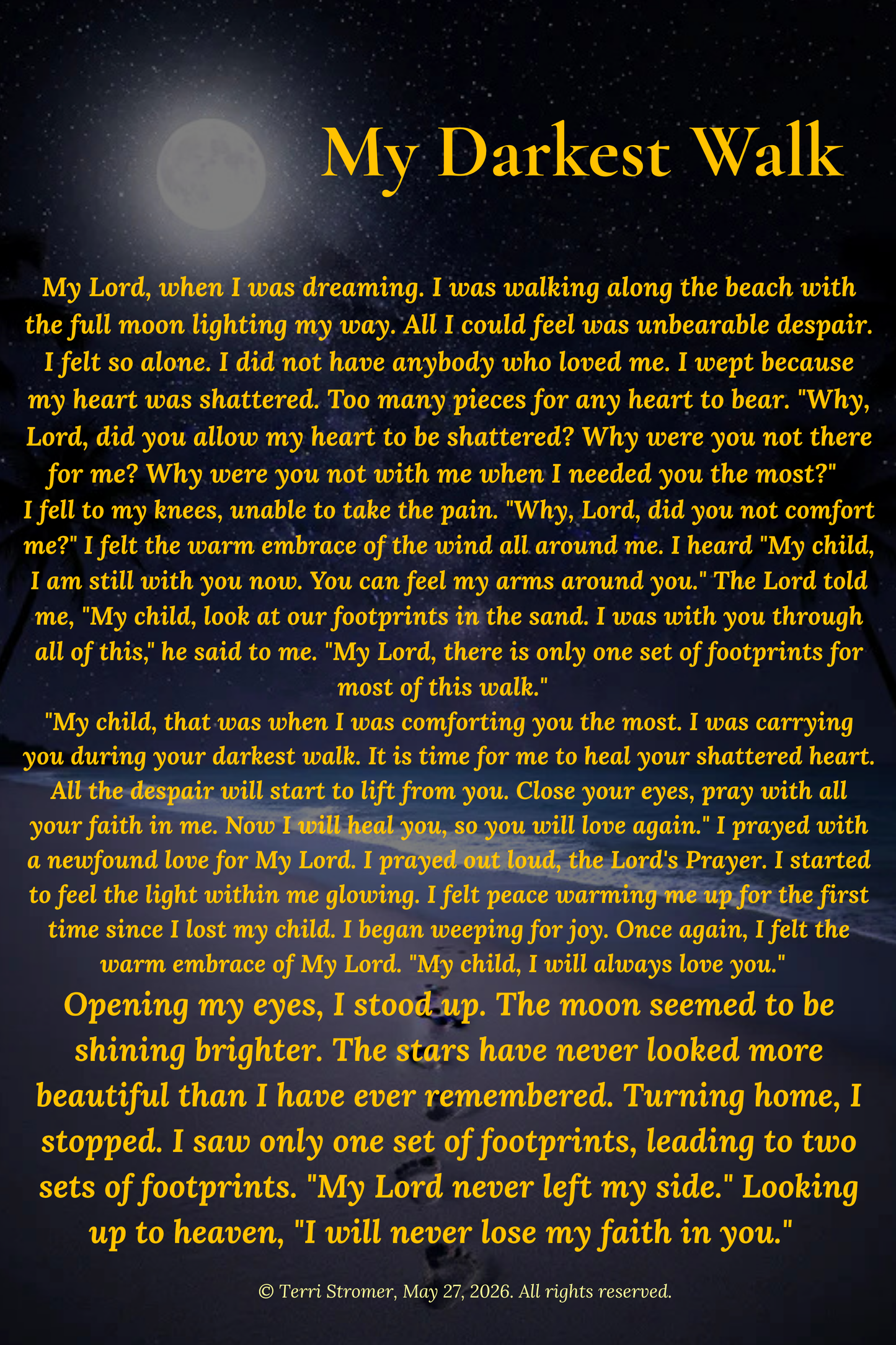 Canvas Wall Art — "My Darkest Walk" Poem Print
